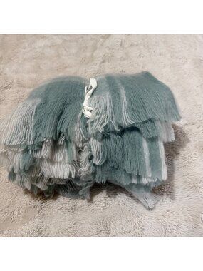 NWT LOFT Plaid Fringe Throw Blanket, Cozy Super Soft Oversized Checked Blanket 5
